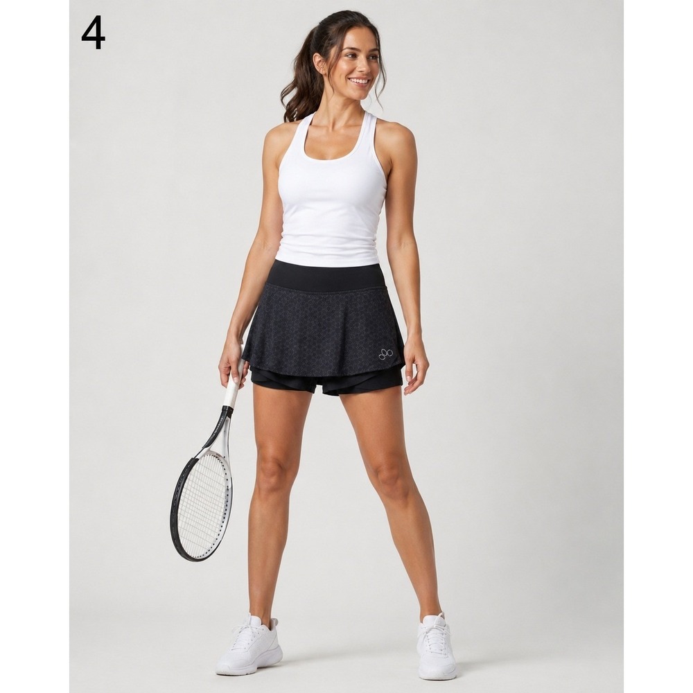 REI Athletic Short Skirt Women Medium Black Nylon Layered Zip Pocket Golf Tennis